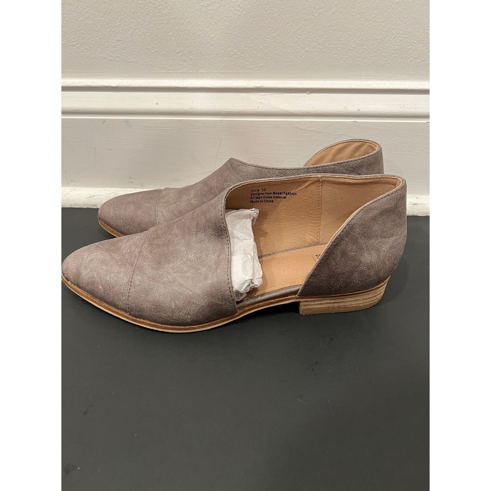 Beast Fashion Flats Womens Gray D'Orsay Pointed Toe Cut Out Size 10 Low Heel - Picture 4 of 11